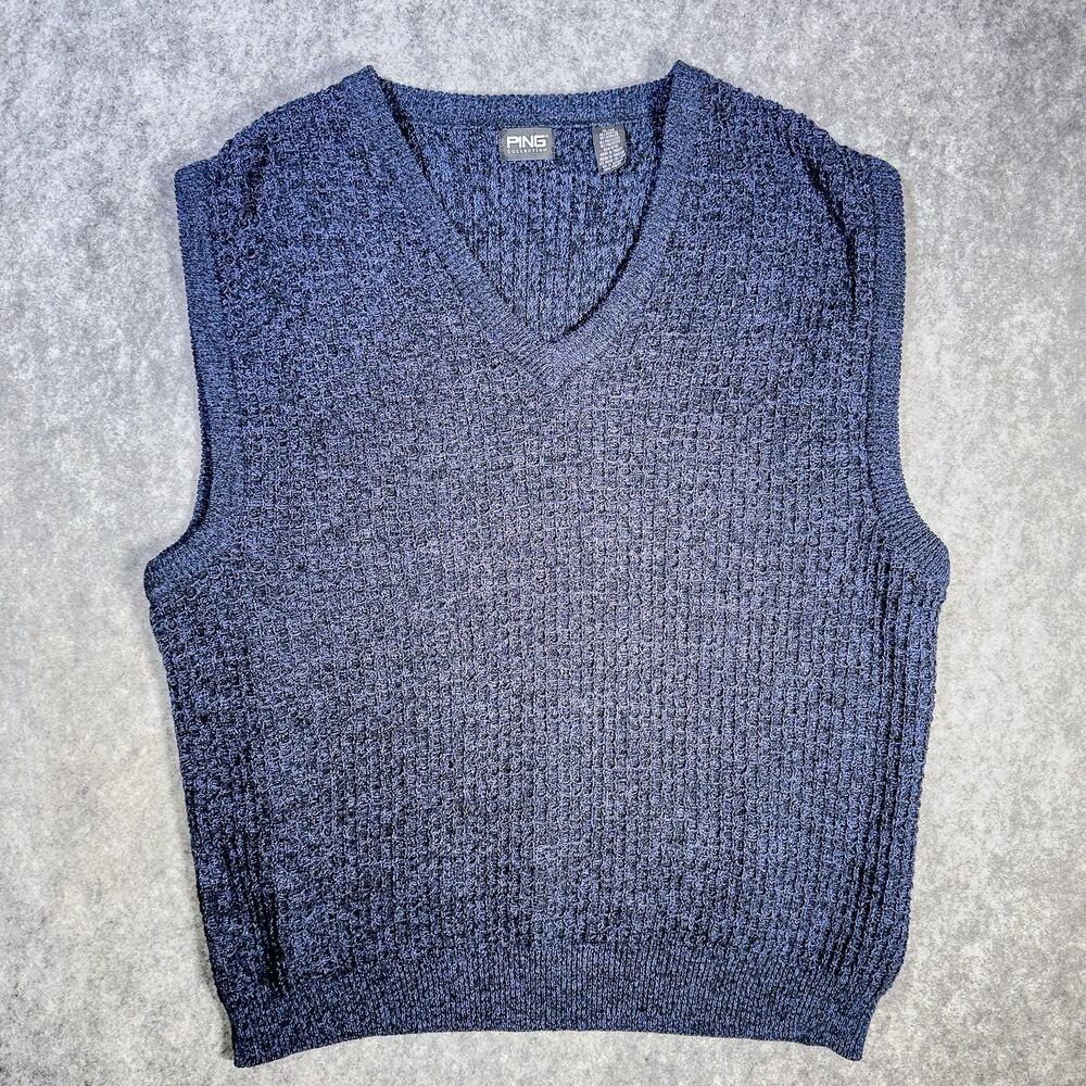 Ping PING Collection Golf Knit Blue V Neck Sweater Vest Men’s XL